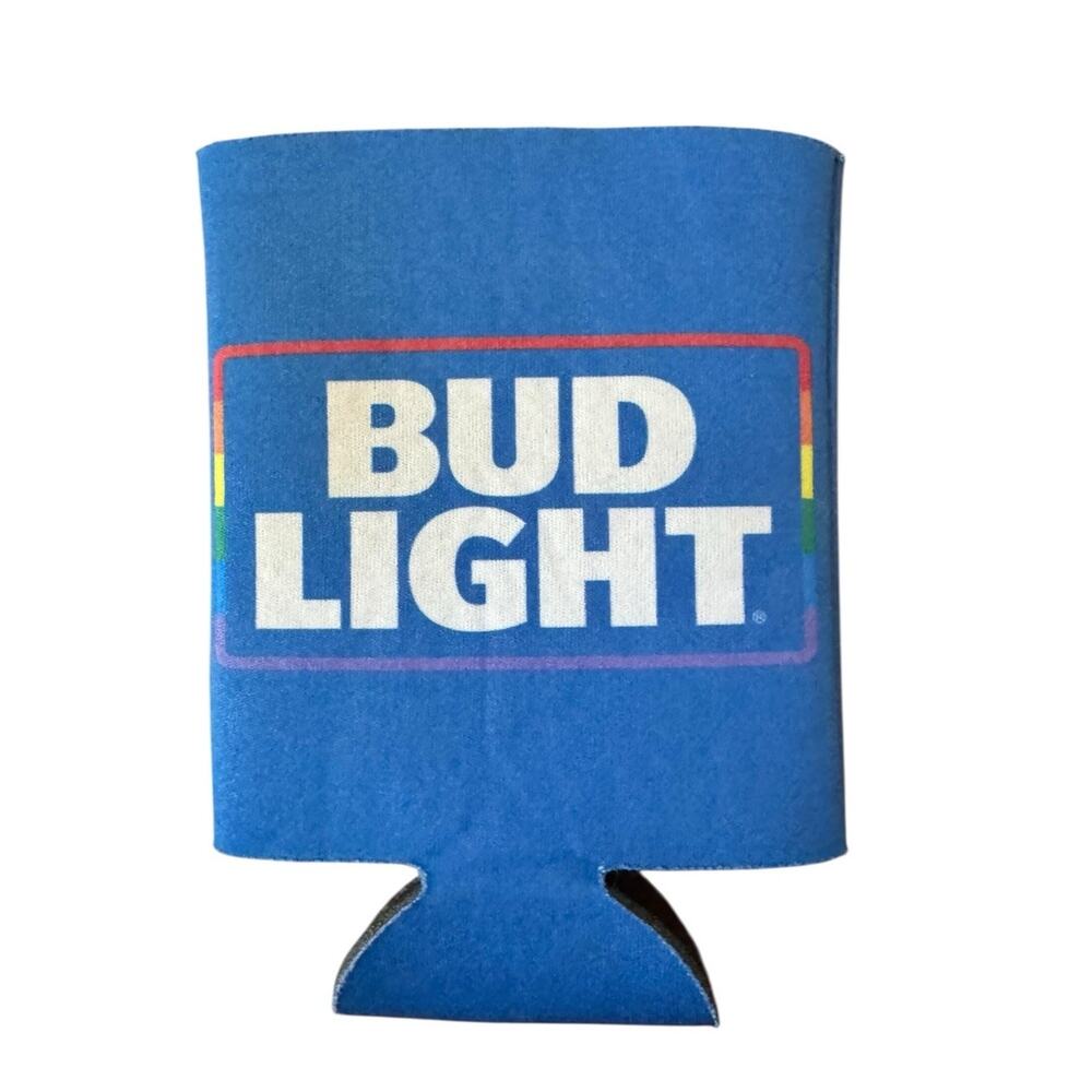 Bud Light Rainbow Can Coozie Cozy Koozies Blue Logo Anheuser Busch‎ LGBTQ+